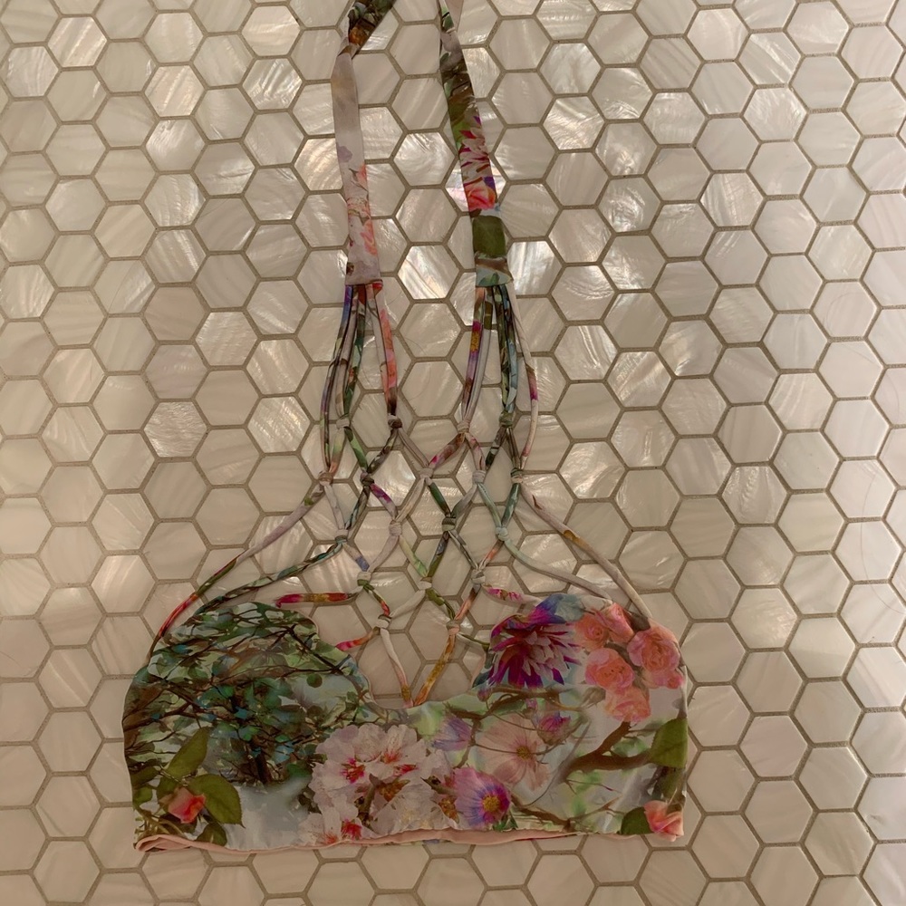 SAN LORENZO interlace reversible top pink & floral